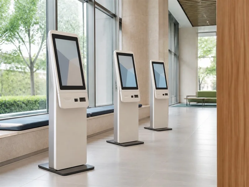 Illustrative public-facing interactive kiosk deployment